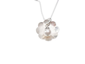Hammered Flower with Pearl Necklace