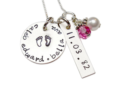Personalized Twins Necklace with Birthstone