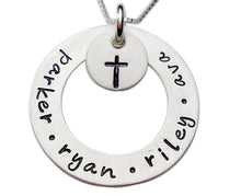 Load image into Gallery viewer, Personalized Sterling Washer with Design Hand Stamped Necklace
