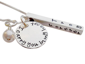 Personalized I Carry You Bar Necklace