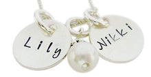 Load image into Gallery viewer, Personalized Domed Name Tag with Pearl Necklace
