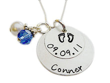 Load image into Gallery viewer, Stamped Personalized Stacked Birth Necklace
