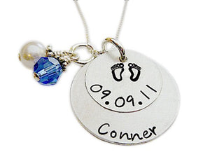 Stamped Personalized Stacked Birth Necklace