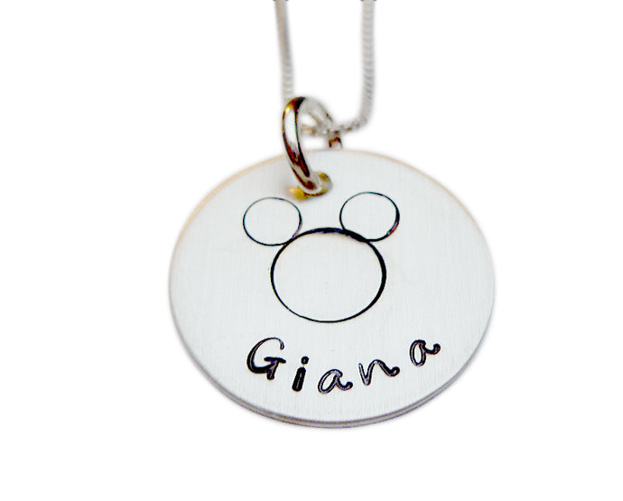 Stamped and Personalized Mouse Necklace