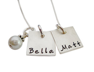 Personalized Square with Pearl Necklace