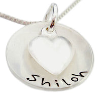 Load image into Gallery viewer, Personalized Domed Name with Heart Charm
