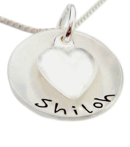 Personalized Domed Name with Heart Charm