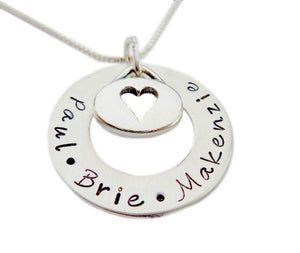 Personalized Washer with Heart Charm