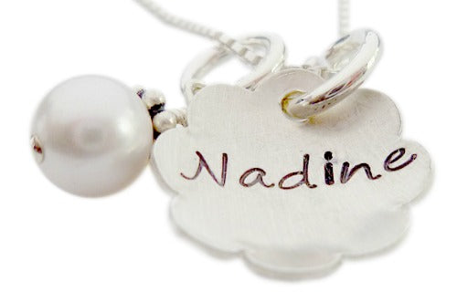Personalized Flower with Pearl Necklace