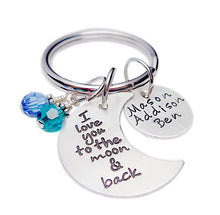 Load image into Gallery viewer, Personalized I Love You to the Moon and Back Keychain
