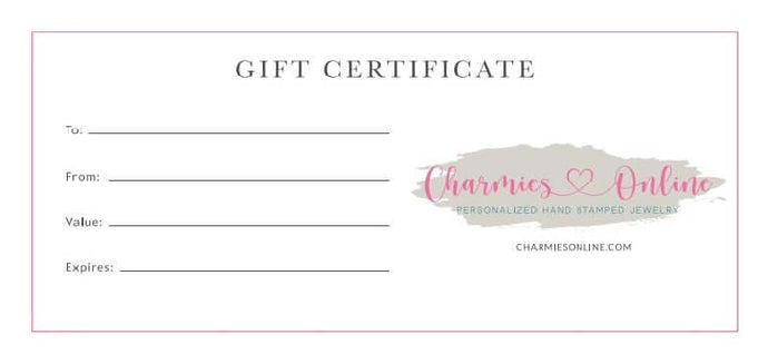 Hand Stamped Jewelry Gift Certificate