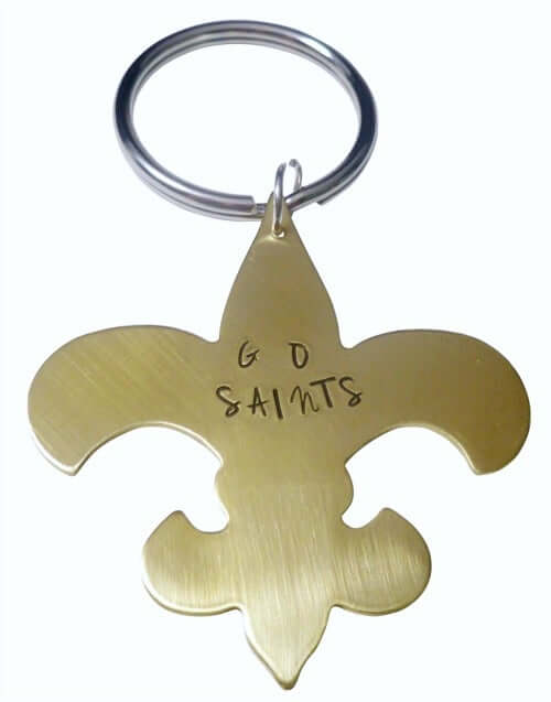 Gold Go Saints Fleur De Lis Keychain