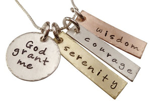 Stamped God Grant Me Serenity Courage Wisdom Necklace