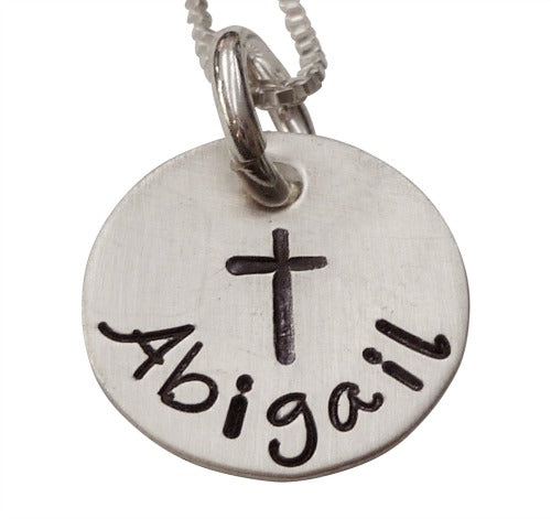 Personalized Hand Stamped Baptism Necklace