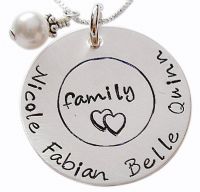 Alternate View of Hand Stamped Family Necklace