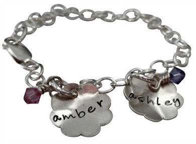 Personalized Hand Stamped Flower Bracelet