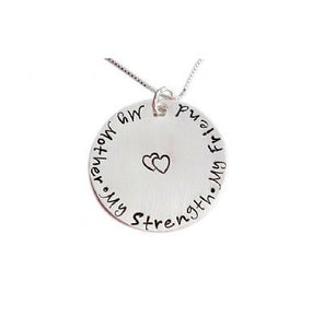 Stamped My Mother My Strength My Friend Necklace