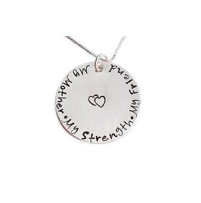 Stamped My Mother My Strength My Friend Necklace
