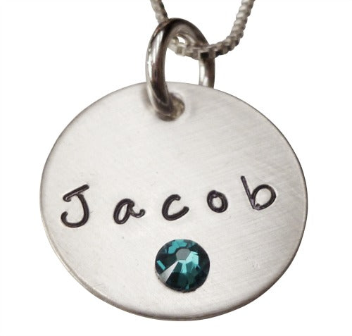 Personalized Hand Stamped Name with Birthstone