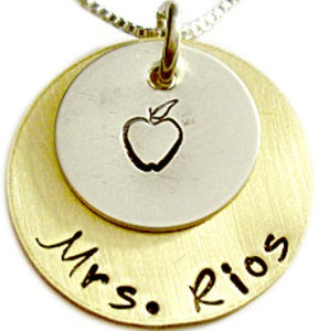 Personalized Hand Stamped Teacher Necklace