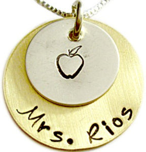 Personalized Hand Stamped Teacher Necklace