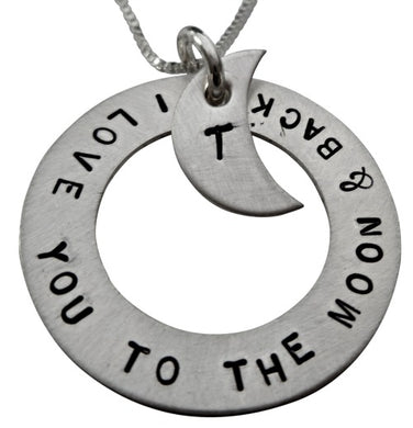 Personalized Hand Stamped to the Moon with Initial Moon Necklace