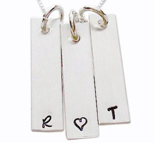 Hand Stamped Rectangle Initials Necklace