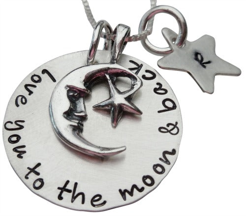 Personalized Love You to the Moon with Initial Star Necklace
