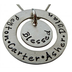 Personalized Blessed Washer Necklace