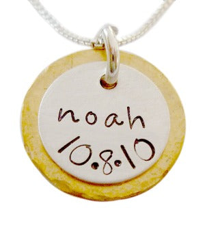 Personalized Brass and Sterling Necklace