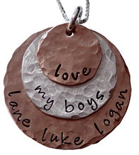 Load image into Gallery viewer, Personalized and Stacked Copper and Sterling Silver Necklace
