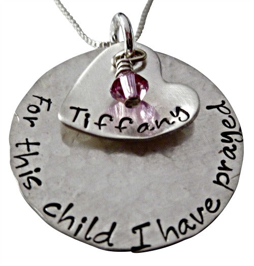 Personalized For This Child I Have Prayed with Heart Necklace