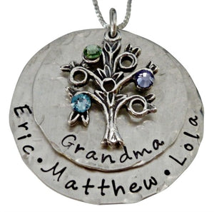 Personalized Hammered Family Tree Necklace