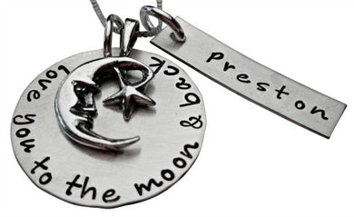 Moon and Back with Personalized Name Necklace