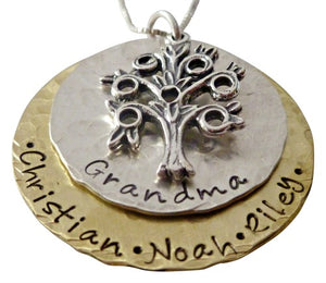 Personalized Mixed Metal Family Tree Necklace