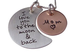 Personalized Mixed Metal to the Moon and Back Necklace