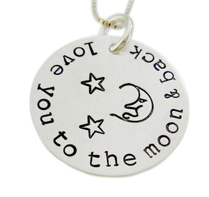 Personalized Moon Face and Stars Necklace