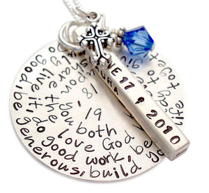 Personalized Quote with Bar and Charm Necklace