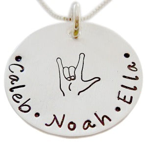 Personalized Sign Language I Love You Necklace ASL