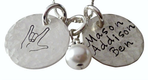 Personalized Sign Language I Love You Necklace with Name