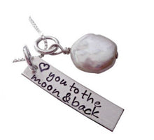 Load image into Gallery viewer, Personalized To the Moon and Back Rectangle Necklace
