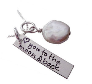 Personalized To the Moon and Back Rectangle Necklace