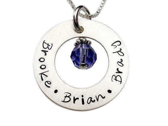 Personalized Washer with Dangle Necklace