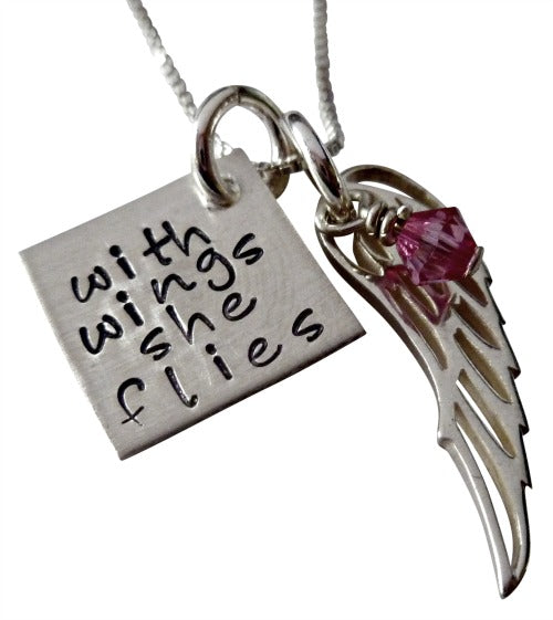 Personalized With Wings She Flies Necklace