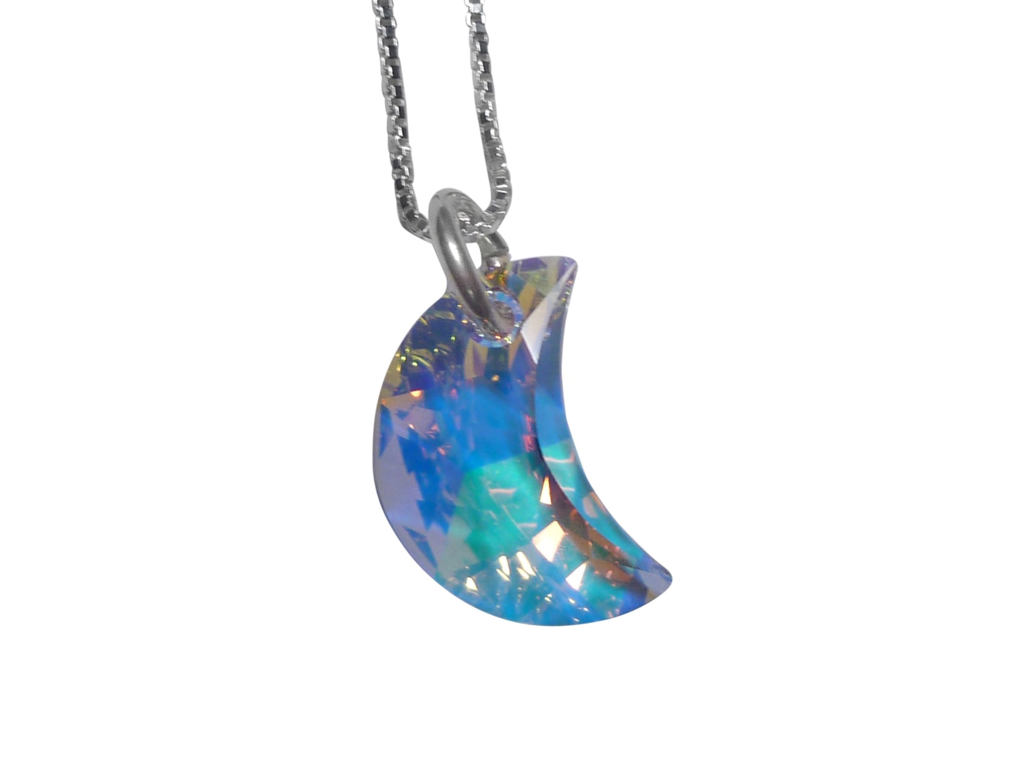 CZ Moon Charm Necklace with Swarovski Crystal Accent – Clare Swan Designs