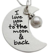 Load image into Gallery viewer, stamped I love you the moon and back necklace

